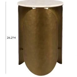 TOV Living Room Indio White Marble Side Table