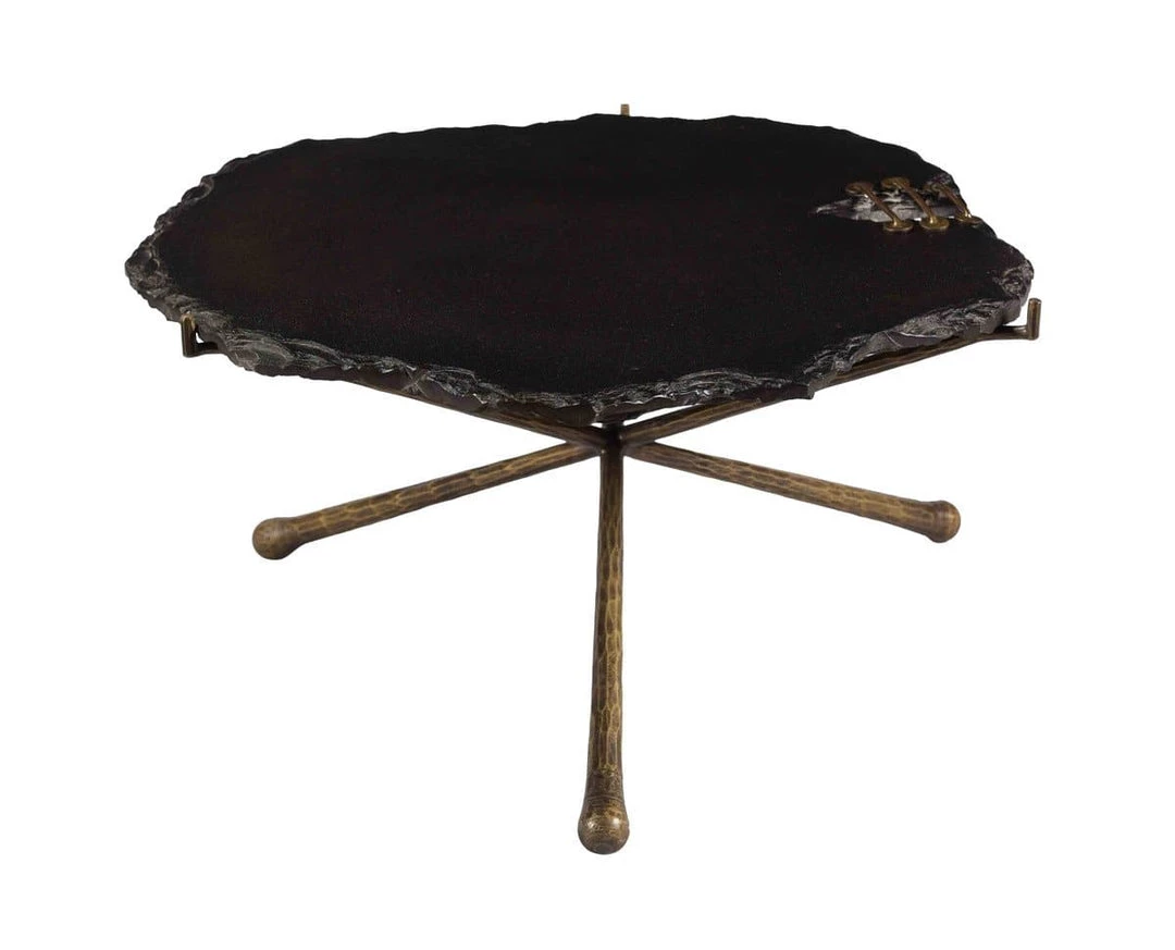TOV Living Room Serra Black Stone Cocktail Table
