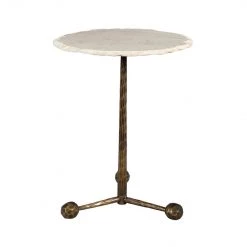 TOV Orbital White Marble Side Table Living Room