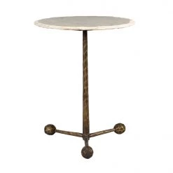 TOV Orbital White Marble Side Table Living Room