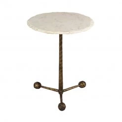 TOV Orbital White Marble Side Table Living Room
