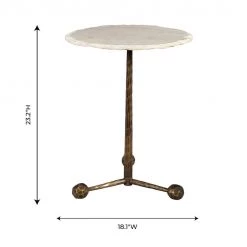 TOV Orbital White Marble Side Table Living Room