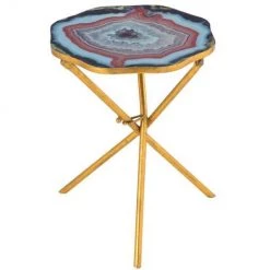 TOV Lava Blue Agate Side Table Living Room
