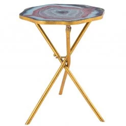 TOV Lava Blue Agate Side Table Living Room