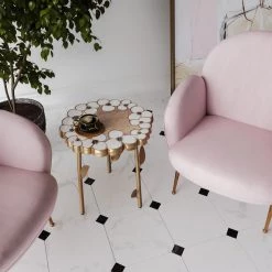 TOV Flor Hand Painted Side Table Living Room