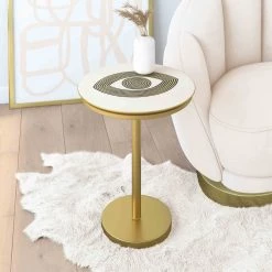 TOV Eye Hand Painted Side Table Living Room