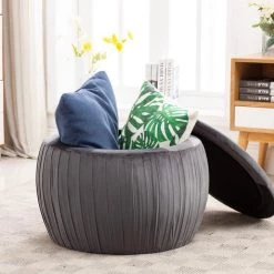 TOV Fleur Velvet Storage Ottoman Bedroom