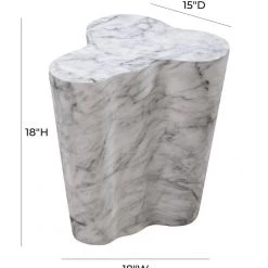 TOV Living Room Slab Marble Short Side Table
