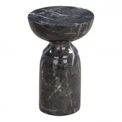 TOV Living Room Rue Black Marble Side Table