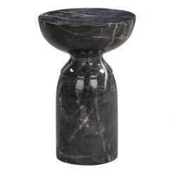 TOV Living Room Rue Black Marble Side Table