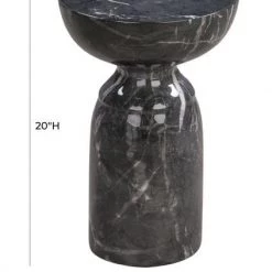 TOV Living Room Rue Black Marble Side Table