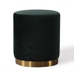Hollywood Glam Furnitures Opal Velvet Ottoman Gold Base