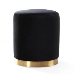 Hollywood Glam Furnitures Opal Velvet Ottoman Gold Base