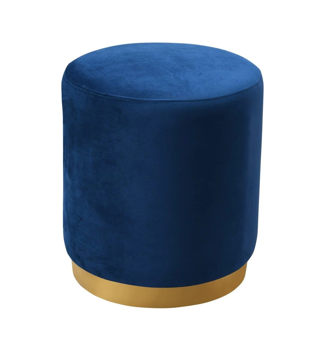 Hollywood Glam Furnitures Opal Velvet Ottoman Gold Base