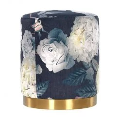 Tov Opal Floral Velvet Ottoman Gold Base Bedroom
