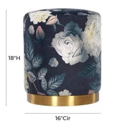 Tov Opal Floral Velvet Ottoman Gold Base Bedroom