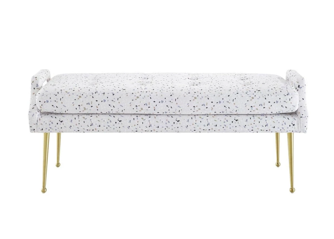 TOV Eileen Terrazzo Velvet Bench Bedroom