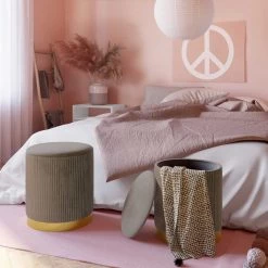 TOV Channeled Storage Ottomans - Set Of 2 Bedroom