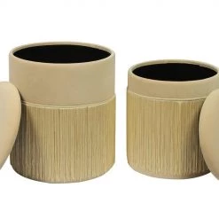 TOV Bedroom Tassel Cream Storage Ottomans - Set Of 2
