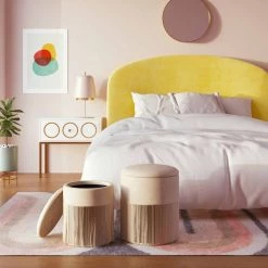 TOV Bedroom Tassel Cream Storage Ottomans - Set Of 2