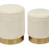 TOV Teddy Faux Sheepskin Storage Ottomans - Set Of 2