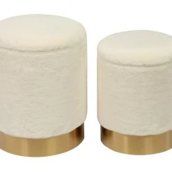 TOV Teddy Faux Sheepskin Storage Ottomans - Set Of 2