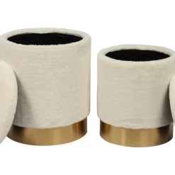 TOV Teddy Faux Sheepskin Storage Ottomans - Set Of 2