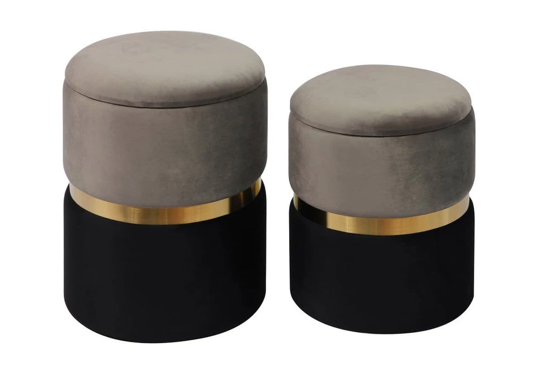TOV Gigi Grey Storage Ottomans - Set Of 2 Bedroom