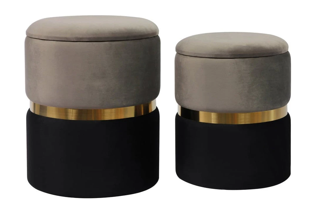 TOV Gigi Grey Storage Ottomans - Set Of 2 Bedroom