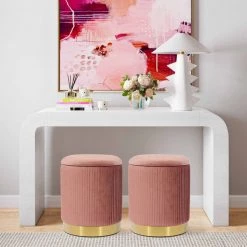 TOV Zoe Velvet Storage Ottoman