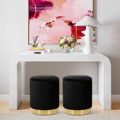 TOV Zoe Velvet Storage Ottoman