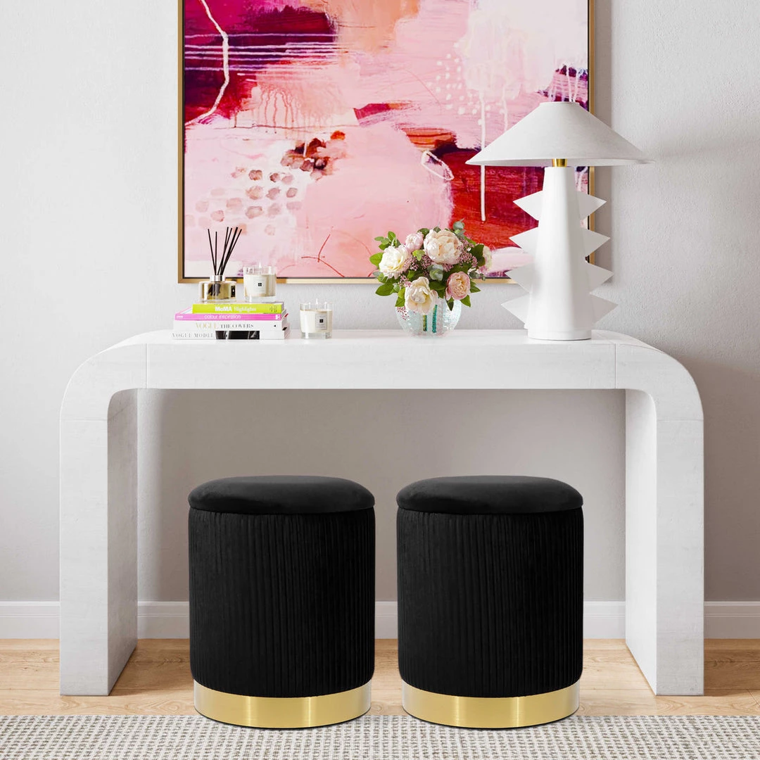 TOV Zoe Velvet Storage Ottoman