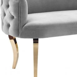 TOV Living Room Adina Velvet Loveseat With Gold Legs