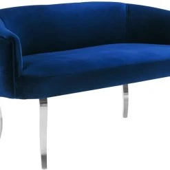TOV Adina Velvet Loveseat With Silver Legs Living Room
