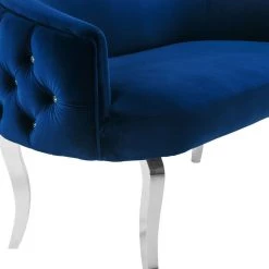 TOV Adina Velvet Loveseat With Silver Legs Living Room