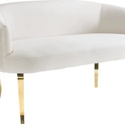 TOV Living Room Adina Velvet Loveseat With Gold Legs