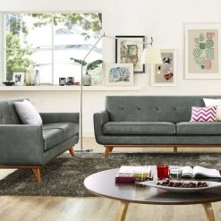 TOV Lyon Smoke Grey Loveseat Living Room