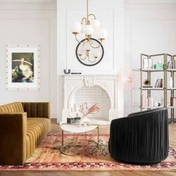 TOV Living Room London Pleated Swivel Chair