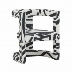 TOV Accent Chairs Ada Velvet Chair In Black Brushstroke Pattern