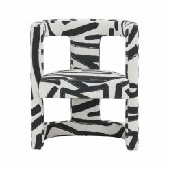 TOV Accent Chairs Ada Velvet Chair In Black Brushstroke Pattern