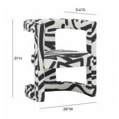 TOV Accent Chairs Ada Velvet Chair In Black Brushstroke Pattern