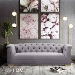 TOV Living Room Farah Velvet Sofa