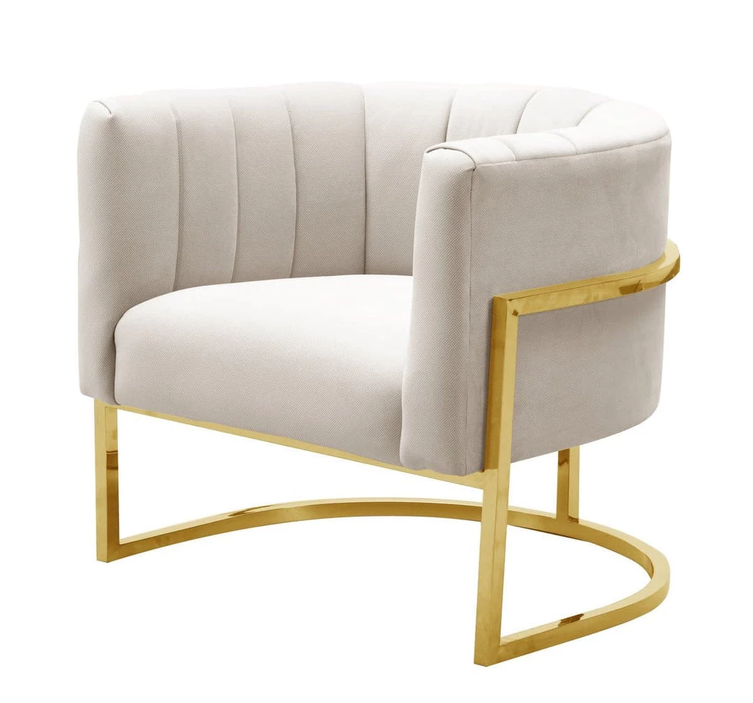 TOV Magnolia Spotted Cream Chair With Gold Base