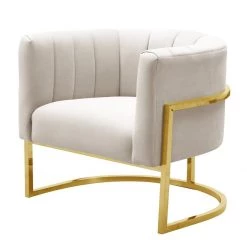 TOV Magnolia Spotted Cream Chair With Gold Base