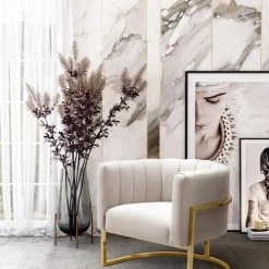 TOV Magnolia Spotted Cream Chair With Gold Base