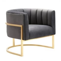 TOV Magnolia Velvet Accent Chair Gold Base