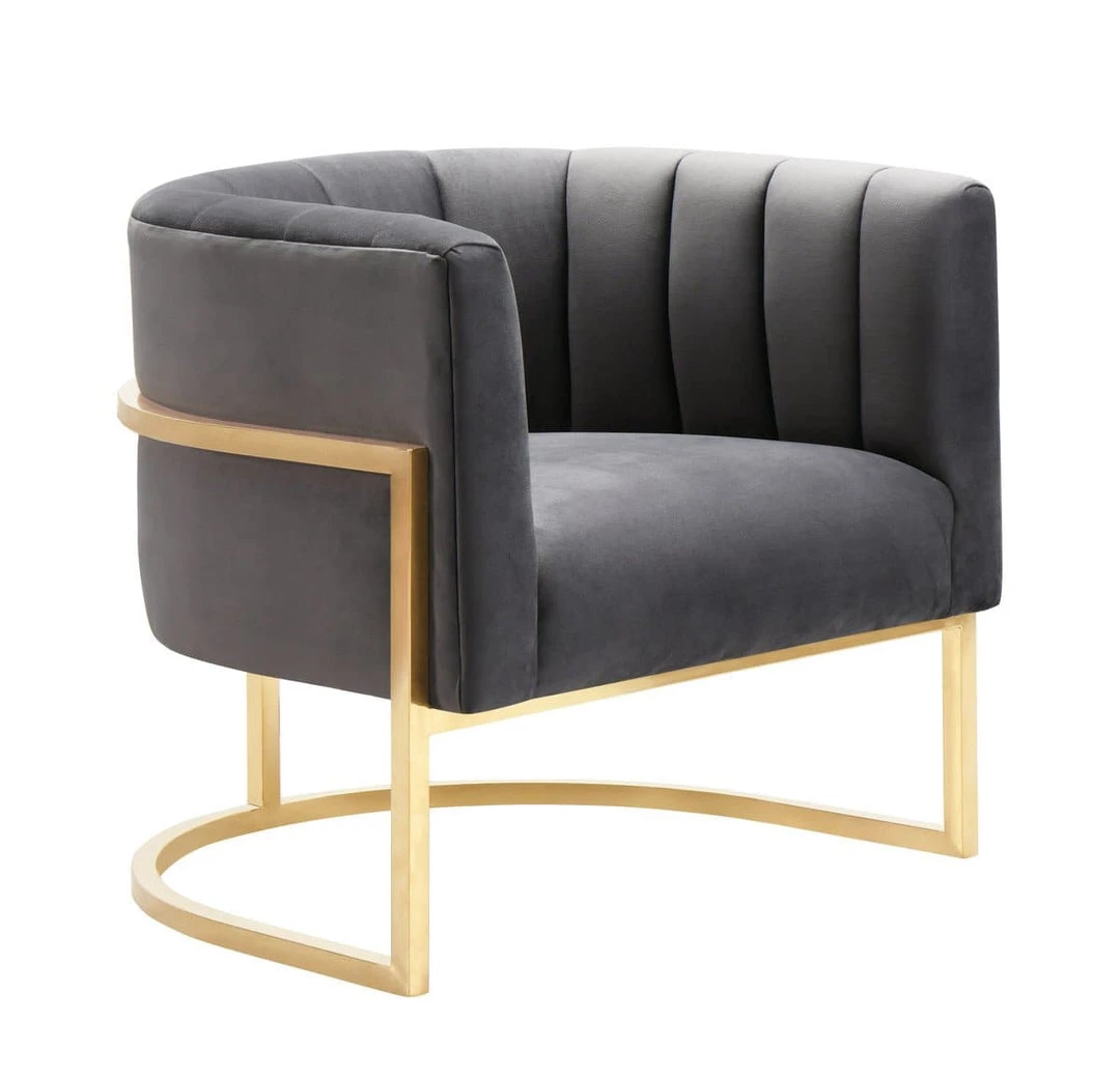 TOV Magnolia Velvet Accent Chair Gold Base
