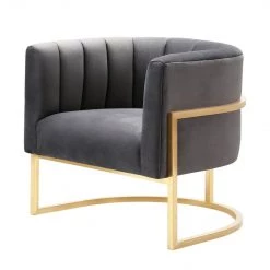 TOV Magnolia Velvet Accent Chair Gold Base