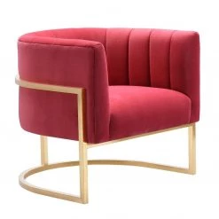 TOV Magnolia Velvet Accent Chair Gold Base