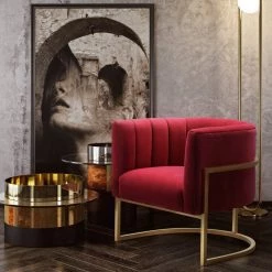 TOV Magnolia Velvet Accent Chair Gold Base